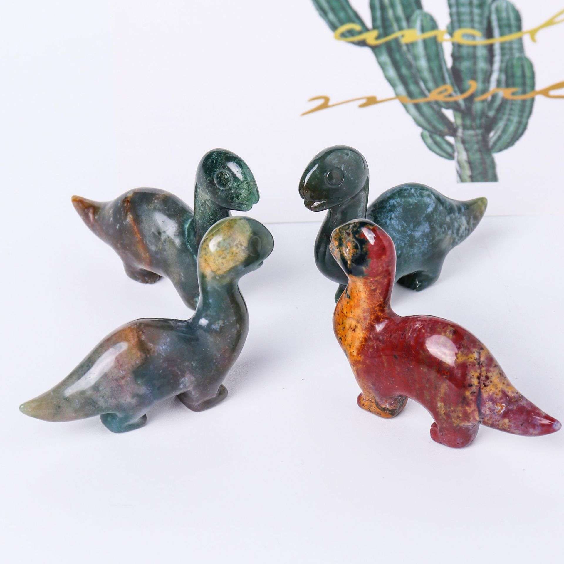 天然水晶海洋碧玉恐龙手工雕刻宝石动物手把件桌面装饰摆件