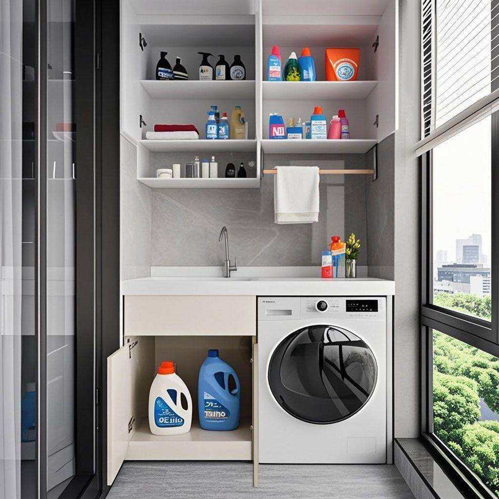 阳台柜洗衣柜一体台盆阳台滚筒洗衣机搓板组合浴室柜伴侣