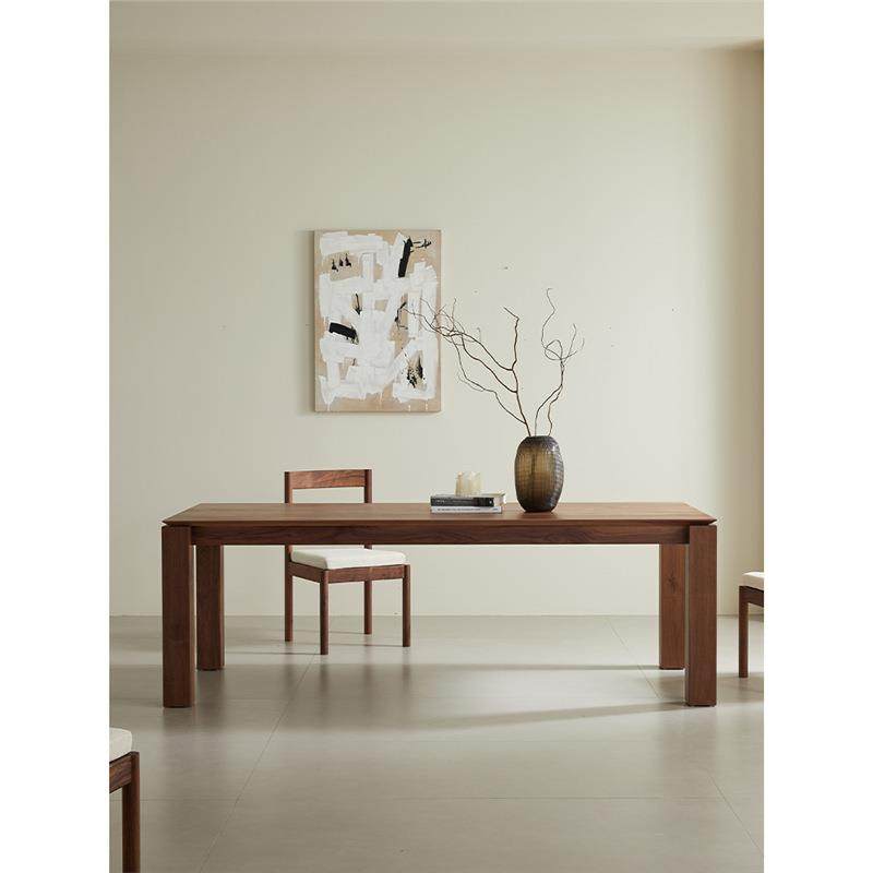 北美黑胡桃木餐桌现代简约长方形桌子全实木大板悬浮工作台茶台桌