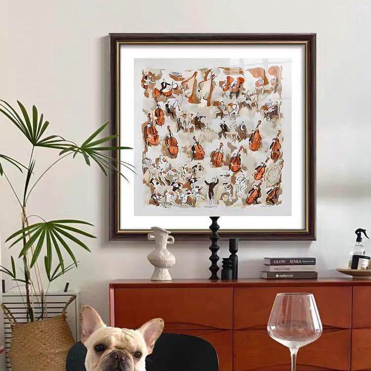 《交响乐章》轻法式餐厅装饰画复古客厅挂画抽象小众艺术走廊壁画