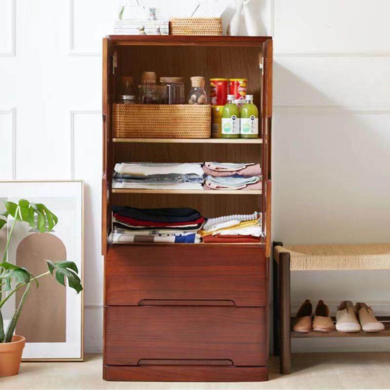 Q*全实木小型衣柜家用卧室单人储物柜儿童衣服收纳柜子窄简易矮衣