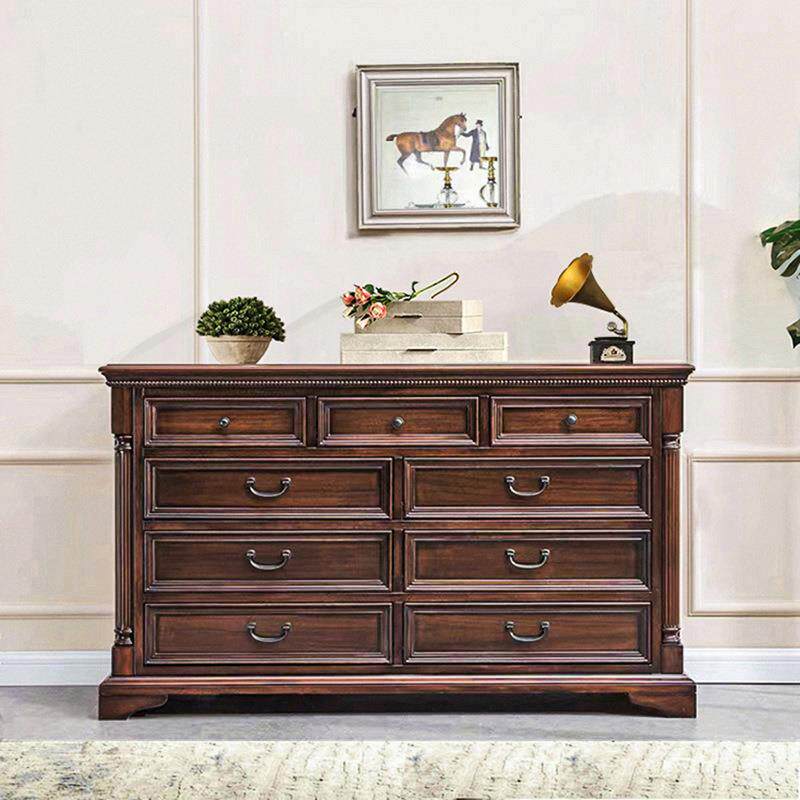 美式黑胡桃木九斗柜全实木新古典简约客厅储物柜卧室家具复古斗橱