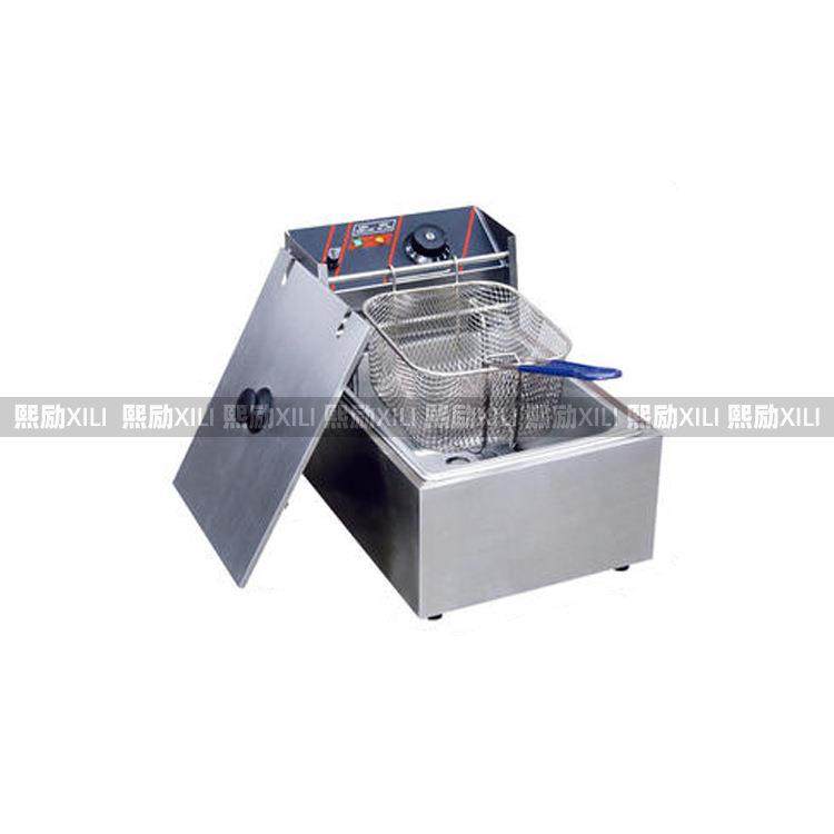 新粤海商用薯条炸鸡汉堡牛排快餐5.5L台式单缸单筛电炸炉油炸机