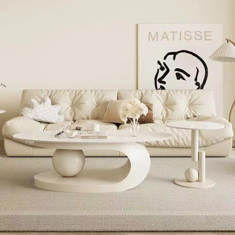 椭圆形茶几岩板茶几家用客厅爆款简约桌子网红北欧风茶几小户型