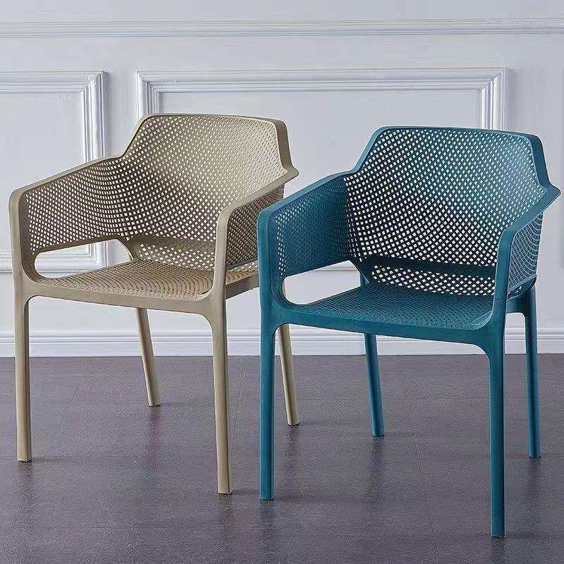 椅子简约扶手塑料餐椅休闲家用餐厅椅成人靠背椅会客洽谈接待椅子