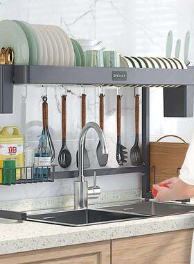 QPX加厚加粗可调节厨房置物架台面多功能碗碟水槽沥洗碗盆碗盘收