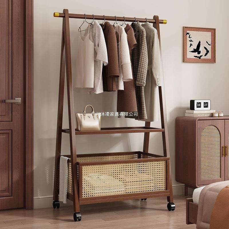 衣架落地卧室家用挂衣架非实木次净衣帽架简易中古衣服架子置物架