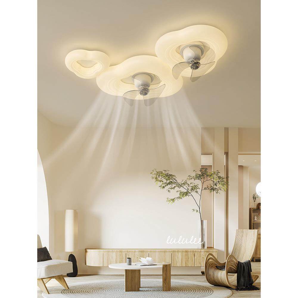 奶油现代led吸顶灯隐形风扇灯创意主卧室灯极简客厅灯餐厅书房灯