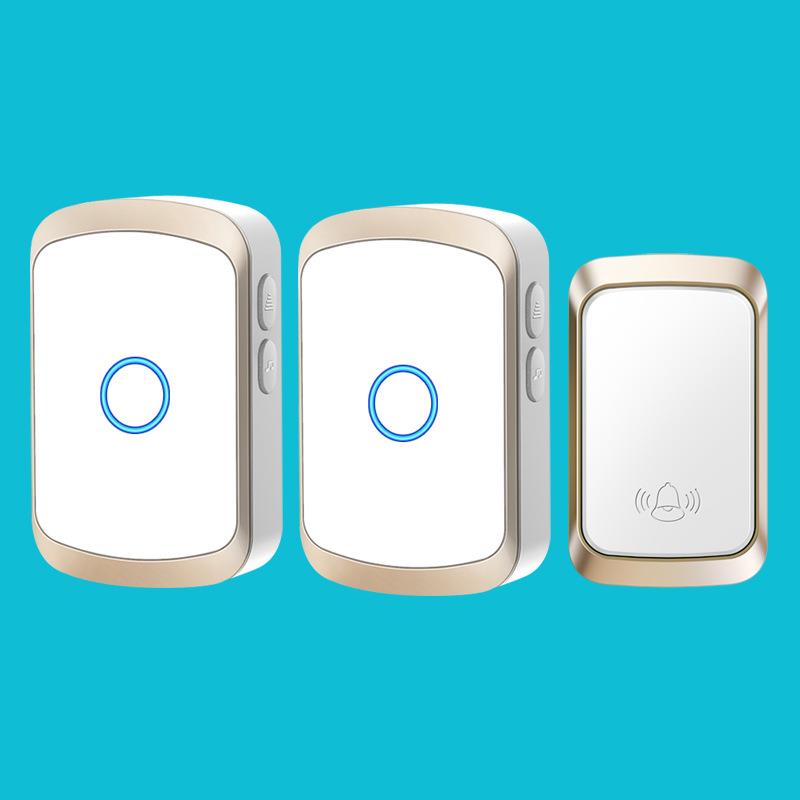 卡佳斯智能自发电门铃无线家用远距离防水一拖二穿墙电子闪光门铃