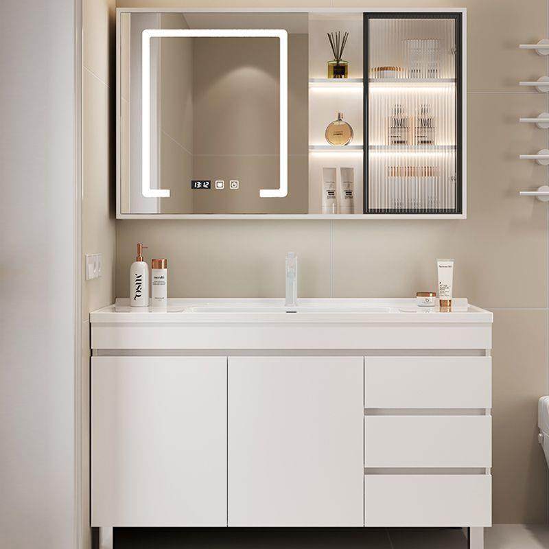 d!新款奶油白色落地式陶瓷一体盆卫生间洗手洗漱组合浴室柜套装组