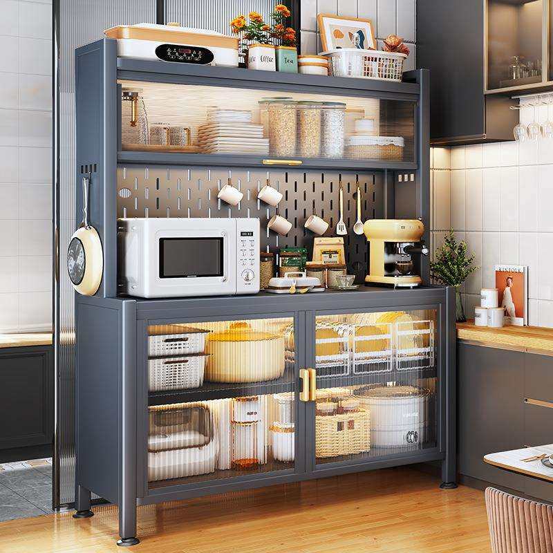my厨房上翻门餐边柜多层落地多功能微波炉家电餐边储物收纳橱具柜