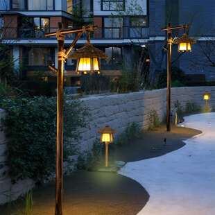 太阳能仿古中式草坪灯户外花园竹屋灯民宿庭院景观灯景区高杆路灯