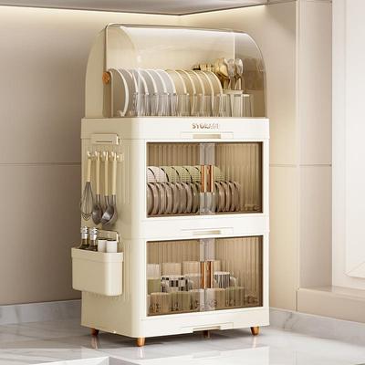 厨房碗碟收纳架多层家用碗柜餐具柜塑料放碗储物柜碗盘沥水置物架