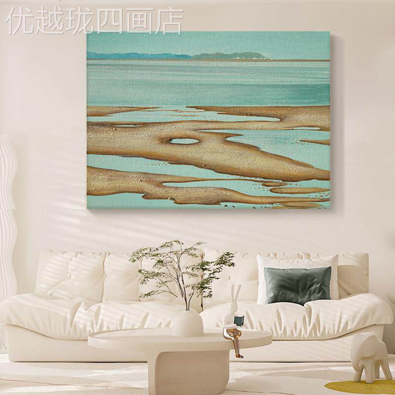 网红.理原创《远风》客厅室沙发背画餐厅横景手版挂画卧绘肌画
