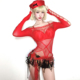 主播表演跳舞服装 红色性感连体衣女DJ领舞夜店酒吧演出服辣妹套装