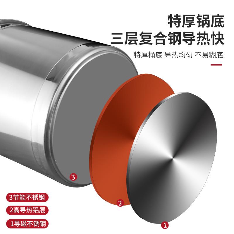 热销欧顿三层钢4.0汤桶加厚底粥桶卤水桶圆米桶商用大容量汤锅不