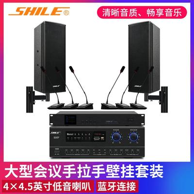 BX404会议音响套装 蓝牙功放壁挂音箱有线手拉手话筒设备