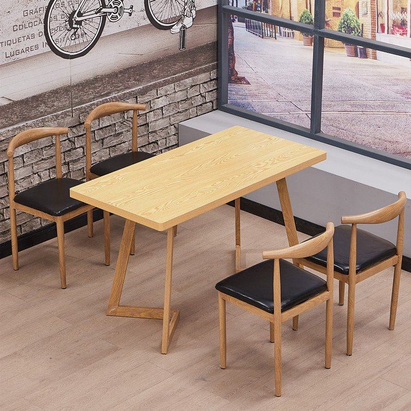 仿实木铁艺牛角椅子V字腿咖啡厅奶茶甜品店食堂快餐桌椅组合简约,住宅家具,板木餐桌,淘宝优惠券,粉丝福利购,淘宝优惠卷