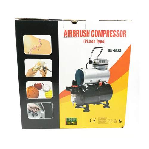 极速TC20T龙牙小型静音空压机C家俱皮革修补美甲模型上色喷笔气泵