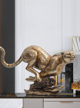 极速特大金钱豹室k内艺术品摆件客厅办公室电视柜玄关装饰创意工