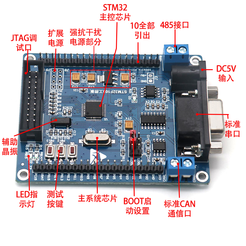 极速STM32 开发板 ARM工控板 核心板 STM32F10J3C8T6 带 RS485 CA