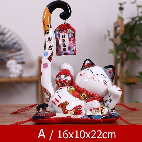 新品86 Inch Ceraic aneki Neko Lucky Cat oney Box CoYin Bank