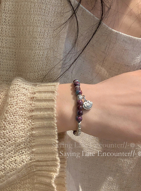 极速新中式平安锁彩色串珠u手链女夏季民族风网红闺蜜可调节抽拉