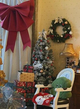 极速圣诞节氛围布置红色蝴蝶结dizy材料包挂饰拍照打卡海绵纸2025