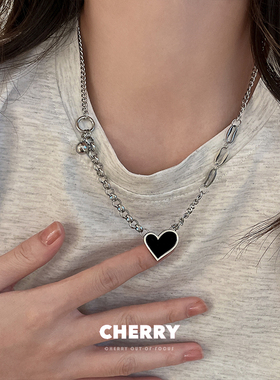 极速爱心拼d接钛钢项链女小众简约设计感甜酷锁骨链ins个性百搭脖