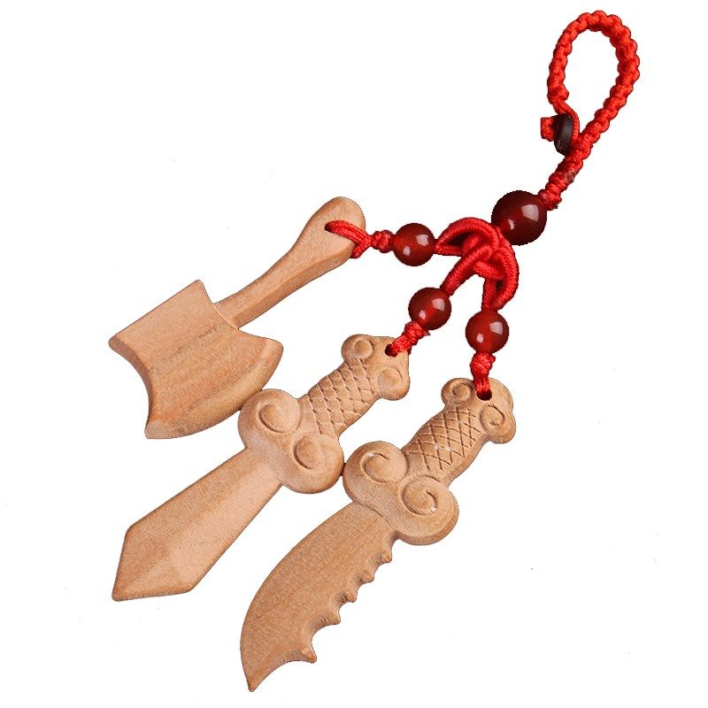 极速桃木剑斧子刀挂件小婴儿w儿童随身枕下卧室木雕木质钥匙扣吊