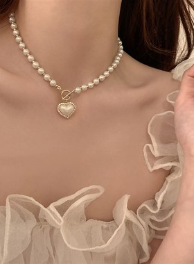 极速珍珠项链2024新款爆款轻奢小众毛H衣配饰吊坠女精致叠戴颈链