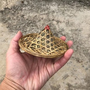 极速竹编迷你斗j笠创意竹笠编织鱼篮迷你装饰竹制品竹椅竹篓过家