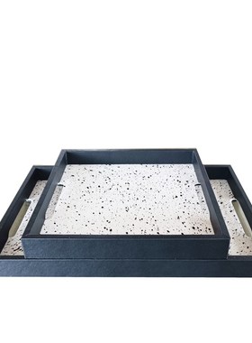 极速轻奢马毛斑点托m盘工艺摆饰酒店客厅托盘样板间软装工艺礼品