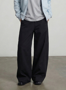 廓形弯刀裤抽折弧线多细节长裤 简约百搭宽松休闲裤