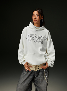 OKMEEXIT巡演连帽卫衣美式复古字母印花连帽卫衣女秋冬新款上衣