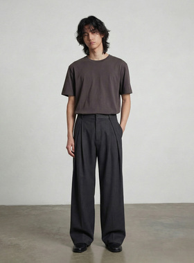 立体工字褶A字廓形弯刀TR西裤通勤休闲裤