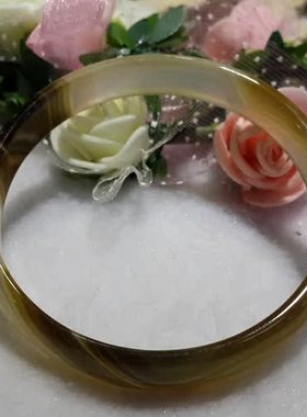 极速天然冰d种玻璃种翡翠黄翡色缠丝巴西玉髓 特色 手镯 护手 手