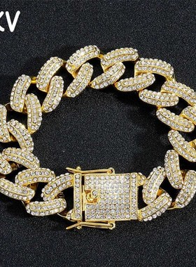 极速Mens Hip Hop tend Accewssories 19mm Large Gold Chain Di