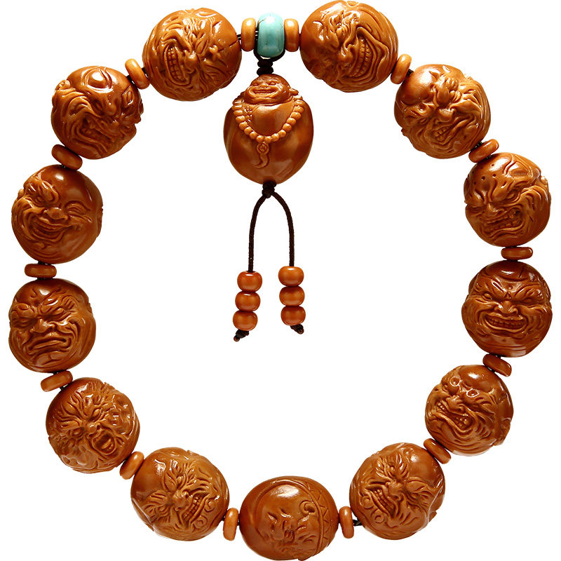 极速橄榄核手串小籽山鬼恶僧佛爷核雕手I工雕刻文玩手持把件手链