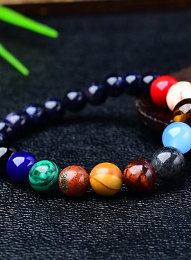 极速宇宙银河系八大行星手w链星空蓝砂石太阳系行星男女款手串