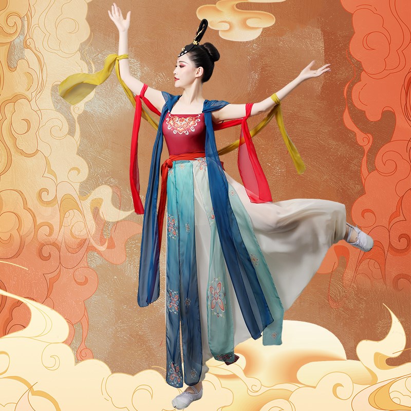 敦煌舞蹈服飞g天汉服敦煌舞成人异域风服装西域风情女装舞蹈演出