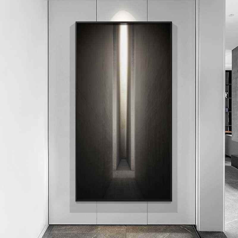 速发高档工业风空间延伸入户玄关装饰画立体建筑走廊挂画超长竖版图片