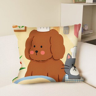 极速北欧多巴胺可爱卡通长方形抱枕沙发I客厅样板房亮缎腰枕套靠