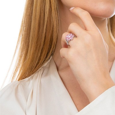 极速Valori Jewels Magnolia Flower Ring, 2 CNt Zircon Pink Pe