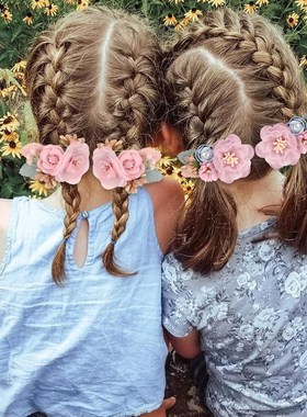 极速2Pcs Baby Fklower Hair Ties  Sweet Artificial Floral Mes