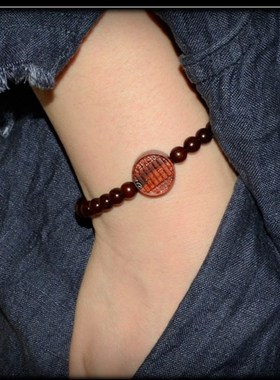 极速补缺五行女士手链印度小叶紫檀木圆形珠子R复古风卦象手串阿