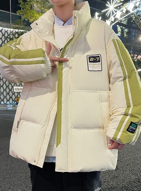 2025冬季新款立领羽绒服男休闲风绿色加厚保暖帅气潮流外套