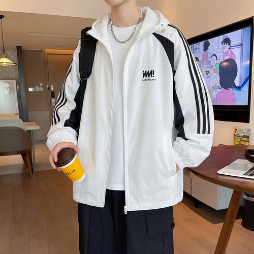 条纹袖设计宽松有型轻薄防晒服