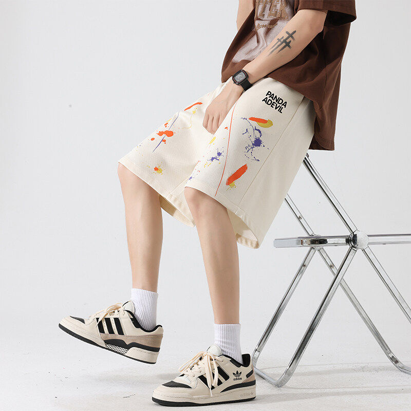 夏季新款青少年美式涂鸦痞帅五分裤宽松潮牌男生百搭款时尚短裤,男装,短裤,淘宝优惠券,粉丝福利购,淘宝优惠卷