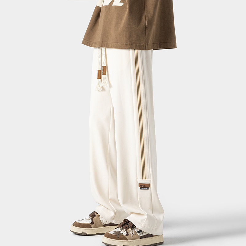 春秋季条纹休闲裤男青少年潮牌运动宽松裤子美式高街直筒织带卫裤,男装,休闲裤,淘宝优惠券,粉丝福利购,淘宝优惠卷